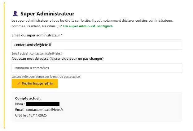 Configuration super admin